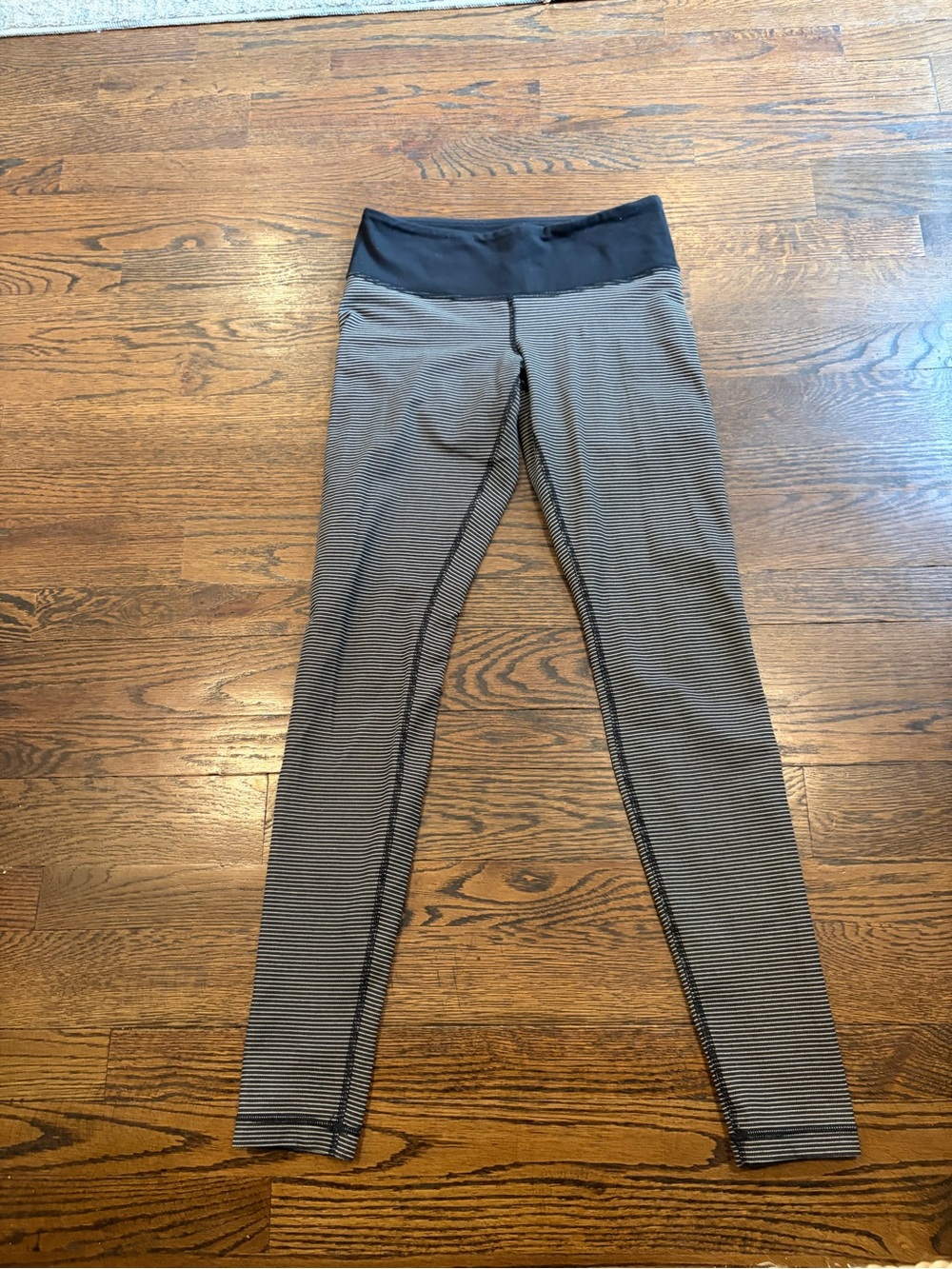 lululemon athletica Black and CreamStriped High-Waist Leggings